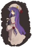  book bow dress hair_bow hat kasa long_hair long_sleeves patchouli_knowledge purple_eyes purple_hair solo touhou very_long_hair 