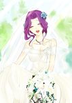 artist_request bouquet bridal_veil bride closed_eyes code_geass cornelia_li_britannia dress flower purple_hair solo veil wedding_dress 
