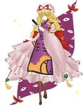  bad_anatomy bad_feet blonde_hair fan folding_fan gap hana_sumi solo touhou yakumo_yukari 