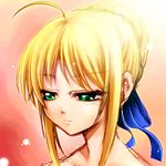  1girl ahoge artoria_pendragon_(fate) bad_link blonde_hair fate/stay_night fate_(series) green_eyes portrait saber_(fate) sketch solo uraomote 