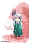  :&lt; bad_id bad_pixiv_id black_hairband blue_eyes cherry_blossoms hairband hitodama konpaku_youmu konpaku_youmu_(ghost) petals silver_hair solo squatting sukima_(crie) touhou 