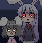  :3 animal_ears bad_id bad_pixiv_id bunny_ears chibi glowing glowing_eyes inaba_tewi lowres multiple_girls nekoyama red_eyes reisen_udongein_inaba touhou 