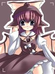  blush brown_dress collar dress feathered_wings head_wings hekiryuu long_sleeves looking_at_viewer mystia_lorelei pink_hair short_hair solo surprised tareme touhou viewfinder wide-eyed winged_hat wings 