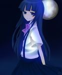  banned_artist blue_eyes blue_hair bow bowtie furude_rika harano higurashi_no_naku_koro_ni long_hair moon night pink_bow solo suspenders 