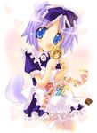  :p =_= ahoge animal_ears apron blue_eyes bow brown_hair candy cowboy_shot dog_ears dog_tail dress eyebrows_visible_through_hair food frilled_bow frills gradient gradient_background hair_bow head_tilt hiiragi_tsukasa lollipop looking_at_viewer lucky_star maid mole mole_under_eye nyanmilla pink_hair pocket puffy_short_sleeves puffy_sleeves purple_bow purple_dress short_hair short_sleeves solo standing tail tareme thighhighs tongue tongue_out white_apron white_legwear zettai_ryouiki 