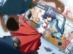  attack ayakashi ayakashi_h blue_hair brown_eyes frills game_cg long_skirt magic sailor_collar skirt solo_focus toma_(asagayatei) 