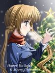  christmas christmas_tree jewelry masakichi_(crossroad) ring sakuya_(sister_princess) scarf school_uniform sister_princess solo twintails 