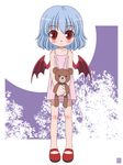  bat_wings blue_hair camisole hatomugisan lowres mary_janes red_eyes remilia_scarlet shoes slit_pupils solo stuffed_animal stuffed_toy teddy_bear touhou wings 
