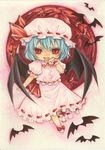  chibi full_moon hat moon remilia_scarlet ribbon shiratama_(mofutto) solo touhou wings 