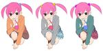  copyright_request necktie pink_hair rakuraku skirt twintails 