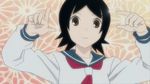  animated animated_gif brown_eyes brown_hair hitou_nami lowres one_eye_closed sayonara_zetsubou_sensei school_uniform short_hair solo winking_(animated) 