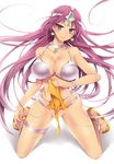  anklet bad_id bad_pixiv_id bottomless breasts circlet cleavage dragon_quest dragon_quest_iv jewelry kotoji large_breasts long_hair manya pelvic_curtain purple_eyes purple_hair sandals solo very_long_hair 