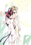  absurdres animal_ears arm_on_shoulder ass bad_id bad_pixiv_id black_hair blonde_hair braid cat_ears cat_tail covering covering_breasts covering_crotch extra_ears goton_goton hair_ribbon highres kaenbyou_rin kemonomimi_mode multicolored_hair multiple_girls multiple_tails nekomata nude pointy_ears red_hair ribbon short_hair standing tail tiger_ears tiger_tail toramaru_shou touhou twin_braids two-tone_hair 