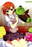  absurdres brown_eyes brown_hair frog gekota highres misaka_mikoto satou_satoru school_uniform short_hair solo stuffed_animal stuffed_frog stuffed_toy sweater_vest to_aru_kagaku_no_railgun to_aru_majutsu_no_index 