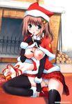  breasts christmas kiya_shii nipples open_shirt pantsu thighhighs wet 