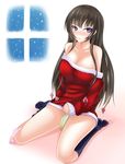  bad_id bad_pixiv_id black_hair blue_eyes boku_wa_tomodachi_ga_sukunai breasts cleavage large_breasts long_hair mikazuki_yozora panties panties_around_one_leg santa_costume shima-shuu solo underwear 