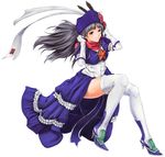  blue_eyes dress elbow_gloves feathers flag flower full_body gloves grey_hair hat hat_ribbon high_heels long_hair monocoque norway norwegian_flag opera-tan os-tan ribbon rose scarf shoes simple_background smile solo star thighhighs thighs white_background white_legwear zettai_ryouiki 