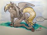  all_fours anthro anthrofied breasts butt derp derpy_hooves_(mlp) dialog dialogue equine female friendship_is_magic looking_back mammal my_little_pony nipples nude pegasus pose presenting presenting_hindquarters pussy side_boob signature solo tail text vicky_wyman wings 