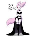  2019 ? anthro blue_eyes blush breasts canid canine clothed clothing eeveelution embarrassed english_text female fur half-closed_eyes legwear lingerie mammal nintendo panties pok&eacute;mon pok&eacute;mon_(species) ribbons seirva simple_background solo standing stockings sylveon text thigh_gap underwear video_games white_fur 