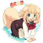  1girl blonde_hair blue_eyes character_request copyright_request dog furry kishibe looking_at_viewer open_mouth smile solo 
