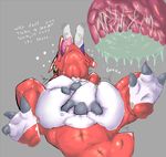  claws couple datomaruko digimon grey_background internal male plain_background shoutmon socks tail tongue vorarephilia vore white white_body 