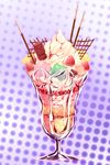  chocolate food fruit glass halftone halftone_background ice_cream no_humans original parfait pineapple pocky purple_background still_life strawberry 