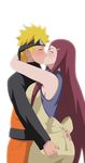  blonde blush eyes_closed headband kiss mother_and_son naruto red_hair tagme uzumaki_kushina uzumaki_naruto 