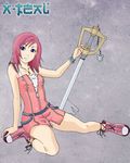  1girl blue_eyes crimeglass female jewelry kairi keyblade kingdom_hearts necklace pink_shoes red_hair solo square_enix x-teal x-teal2 zipper 