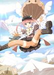 aircraft bad_id bad_pixiv_id blimp boots dirigible envelope falling gloves highres mailman original parachute pink_hair rapids_(opsc) shorts shorts_under_skirt solo tears thighhighs twintails wings 