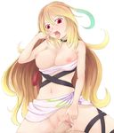 after_sex areolae bad_id bad_pixiv_id blonde_hair breasts cum finger_to_mouth green_hair highres large_breasts long_hair midriff milla_maxwell multicolored_hair navel nipples no_panties open_mouth penis pussy red_eyes simple_background skirt skirt_lift solo_focus sticky_fingers straddling tales_of_(series) tales_of_xillia tongue tongue_out two-tone_hair veins yuno_(mioalice) 