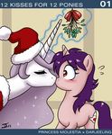  cutie_mark darjeeling duo equine female feral friendship_is_magic hair hat horn john_joseco kissing lesbian mammal mistletoe my_little_pony pink_hair princess princess_celestia_(mlp) princess_molestia_(mlp) purple_hair royalty tumblr unicorn 