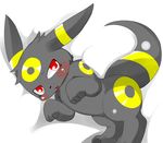  carm chest_tuft cute ears eeveelution fur looking_at_viewer lying monatarou nintendo on_side open_mouth pok&#233;mon pok&eacute;mon red_eyes sheets solo tail tuft umbreon video_games 