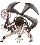  1girl barefoot black_hair blood breasts character_name mask nail nail_polish painwheel_(skullgirls) ponytail red_eyes scar skullgirls solo t66sobakasu 