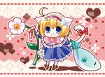  alice_margatroid animal_ears bad_id bad_pixiv_id blonde_hair blue_eyes cat_ears cat_tail chibi fish flower hairband solo tail touhou white-brown 