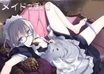  blue_eyes ginta glasses lying maid maid_headdress original panties solo underwear white_hair 