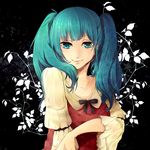  amase_(siki696) blue_eyes blue_hair bow highres looking_at_viewer original ribbon solo staring twintails 