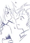  2boys age_difference blush father_and_son kratos_aurion lloyd_irving multiple_boys pocky pocky_day short_hair tales_of_(series) tales_of_symphonia 