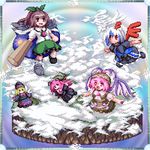  bow cloud faux_figurine flying hair_bow kisasage_kouta koakuma lily_black lily_white lowres multiple_girls mystia_lorelei pixel_art reiuji_utsuho tokiko_(touhou) touhou wings 