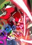  battle biting blood bloody_clothes burnt_clothes duel flandre_scarlet hat highres jeno multiple_girls remilia_scarlet short_hair siblings sisters skirt touhou upside-down wings 