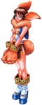  boots breasts brown_hair chrono_cross cleavage clothed clothing demi-human female hair janice lagomorph mammal official_art rabbit short_hair solo standing tail 