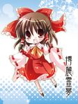  bad_id bad_pixiv_id brown_eyes brown_hair chibi detached_sleeves hair_ribbon hair_tubes hakurei_reimu lowres ribbon solo touhou white-brown 