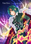  bad_id bad_pixiv_id cape dutch_angle fate/stay_night fate/zero fate_(series) feathers forest green_eyes green_hair highres male_focus nature necktie solo waver_velvet yuhki_azusa 