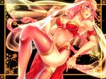  aiiro_yozora breasts dancer harem_outfit large_breasts leg_up legs long_hair megurine_luka pink_hair red_legwear solo thighhighs thighs vocaloid 