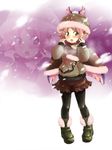  adapted_costume animal_ears bad_id bad_pixiv_id black_legwear blush boots earrings hat highres jewelry mystia_lorelei nise_nanatsura open_mouth pantyhose pink_hair short_hair single_earring snowing solo sweater touhou wings winter_clothes yellow_eyes zoom_layer 