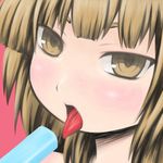  blonde_hair female marui_mitsuba mitsudomoe open_mouth terumin_(yuganda_sebone) tongue yellow_eyes 