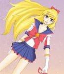  aino_minako bishoujo_senshi_sailor_moon blonde_hair blue_eyes blue_sailor_collar bow choker collarbone crescent_moon dutch_angle earrings facial_mark forehead_mark gloves hair_bow jewelry long_hair looking_at_viewer magical_girl mask mask_removed midriff moon red_bow sailor_collar sailor_senshi_uniform sailor_v satsukiwarusa school_uniform serafuku short_sleeves shoulder_pads skirt solo standing white_gloves 