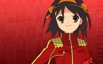  brown_eyes brown_hair red ribbons short_hair suzumiya_haruhi suzumiya_haruhi_no_yuutsu vector 