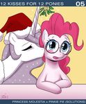  blush duo equine eyewear female feral friendship_is_magic glasses horse john_joseco kissing lesbian mammal mistletoe my_little_pony pinkie_pie_(mlp) pony princess_celestia_(mlp) princess_molestia_(mlp) tumblr 