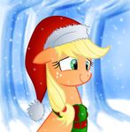  blonde_hair christmas cute equine female feral friendship_is_magic green_eyes hair hat holidays horse invaderpoe mammal my_little_pony outside pony santa_hat scarf snow tree wood 