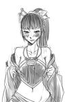  antaria bare_shoulders blush chinese_clothes dudou greyscale hair_ornament monochrome original signature sketch solo standing tears trembling undressing white_background 